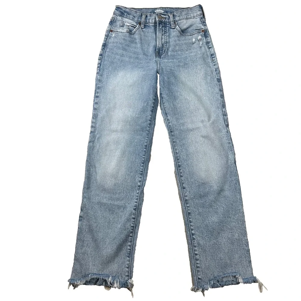 Old Navy Jeans Womens 0 Erin Boyfriend Raw Hem High Rise Crop Denim